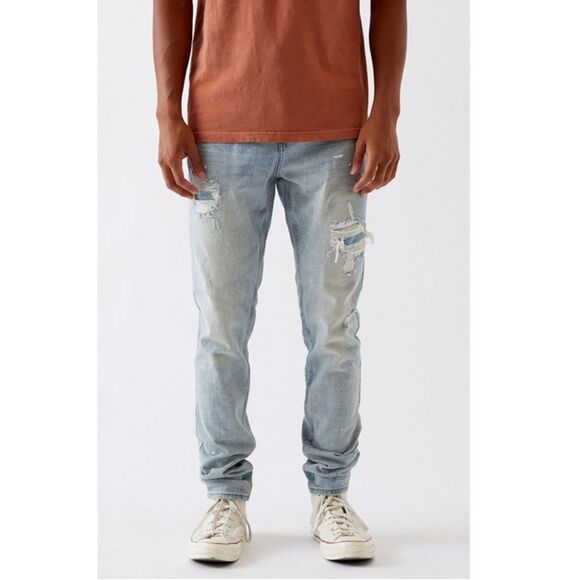 PacSun Light Stitch & Repair Stacked Skinny Jeans